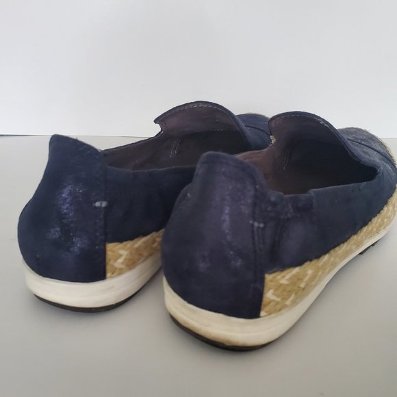 Women's Blue Suede Shoes Loafers Slip On Espadrilles Moccasins Deck Shoes Preppy - Picture 4 of 8